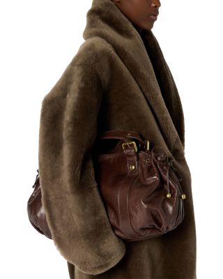 Melina Leather & Faux Fur Trim Coat