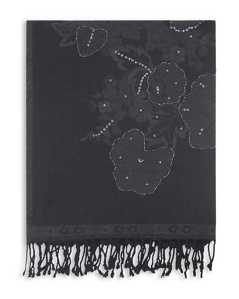Gerard Darel Rosetta Wool Scarf In Black