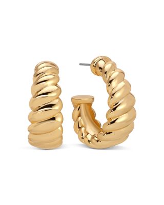 Modern Ribbed Small Hoop Earrings