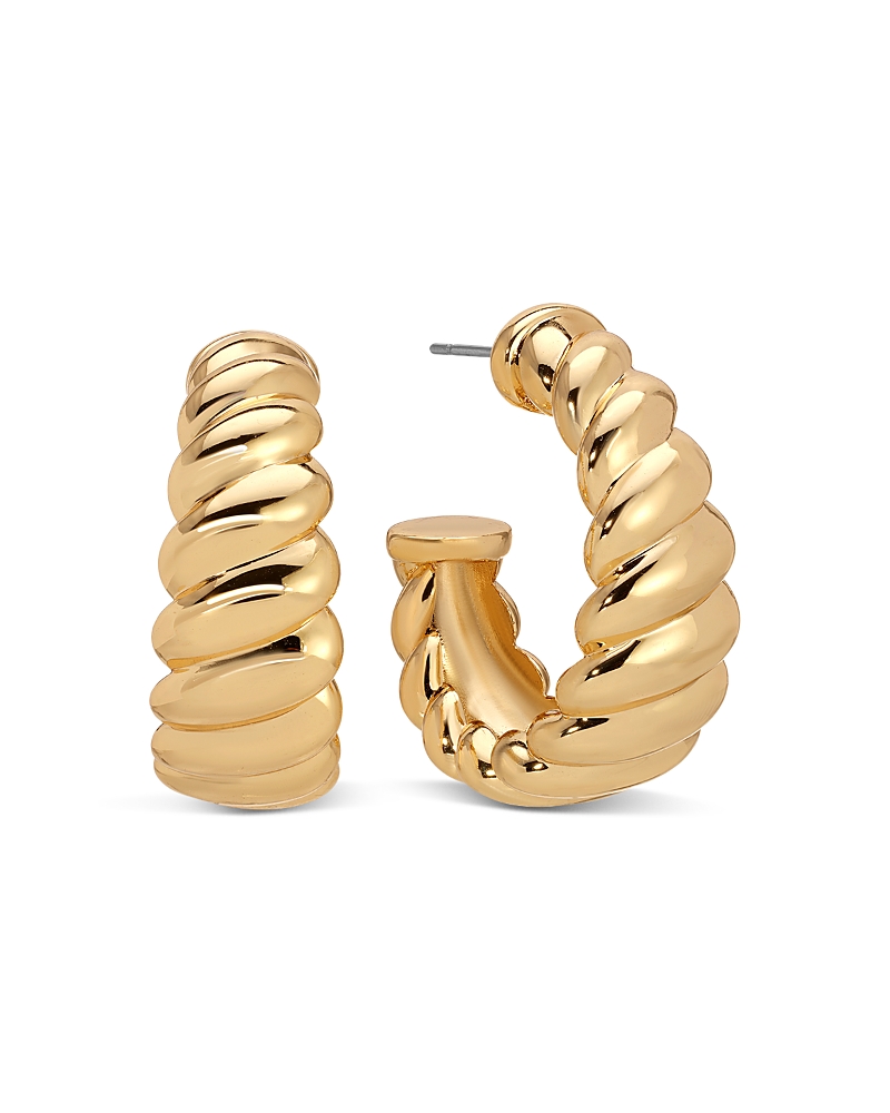 Ettika Modern Ribbed Small Hoop Earrings