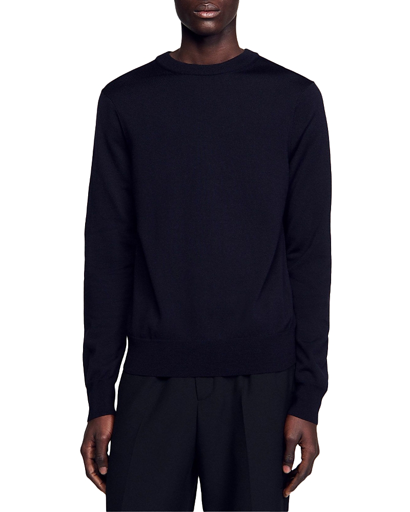 Sandro Merino Wool Sweater In Blue