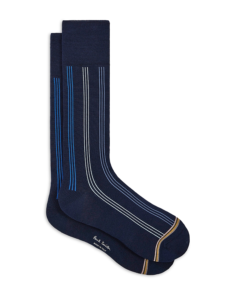 Paul Smith Green Contrasting Stripe Socks In Blue