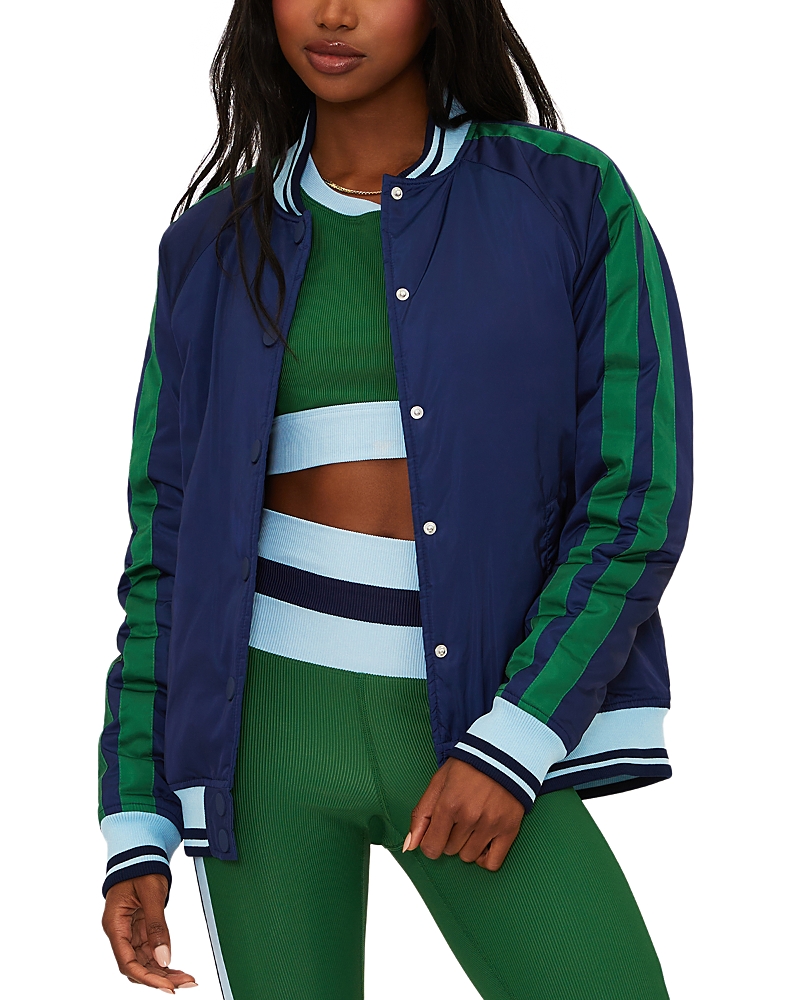 Beach Riot Colorblocked Flight Jacket In Blue