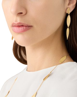 18K Yellow Gold Lunaria Twist Triple Drop Earrings