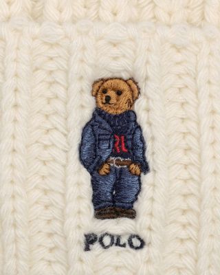 Pom Pom Denim Bear Beanie