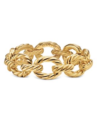 Sculpted Cable Oval Link Bracelet in 18K Yellow Gold, 18mm