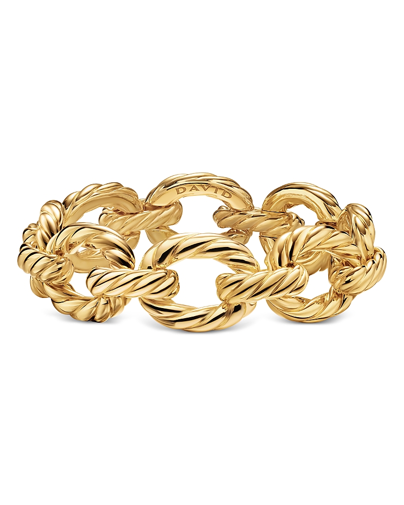 Sculpted Cable Oval Link Bracelet in 18K Yellow Gold, 18mm