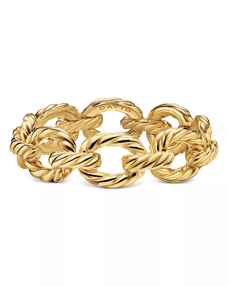 Sculpted Cable Oval Link Bracelet in 18K Yellow Gold, 18mm