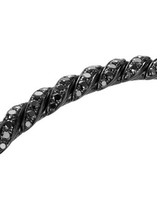 Sculpted Cable Flex Bracelet in 18K White Gold with Black Rhodium and Black Diamonds, 5mm