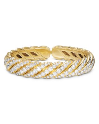 Sculpted Cable Flex Bracelet in 18K Yellow Gold with Diamonds, 11mm
