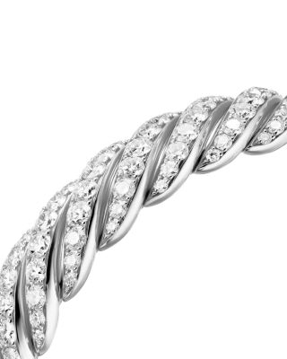 Sculpted Cable Flex Bracelet in 18K White Gold with Diamonds, 11mm