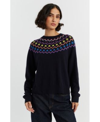  Women's Wool Cashmere Star Yoke Sweater