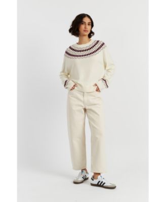  Women's Wool Cashmere Diamond Fair Isle Sweater