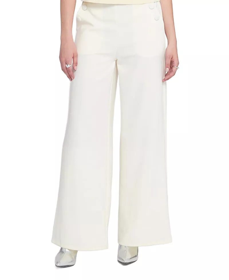 Elle Collection Self Covered Buttons Wide Leg Trouser