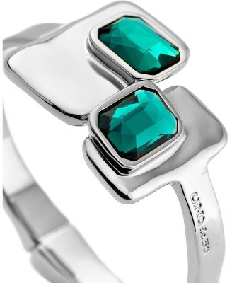 Rigid Sterling Bracelet with Green Crystals