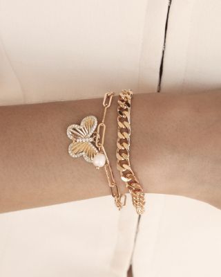 Butterfly Charm & Chain Bracelet, Set of 2