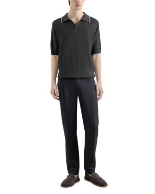 Short Sleeve Textured Polo Sweater