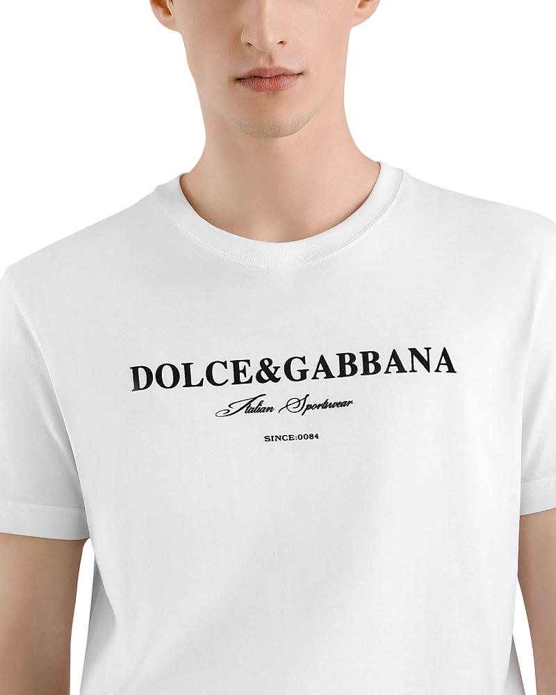 Dolce & Gabbana White Crewneck T-shirt With Logo Lettering Print On The Front In White