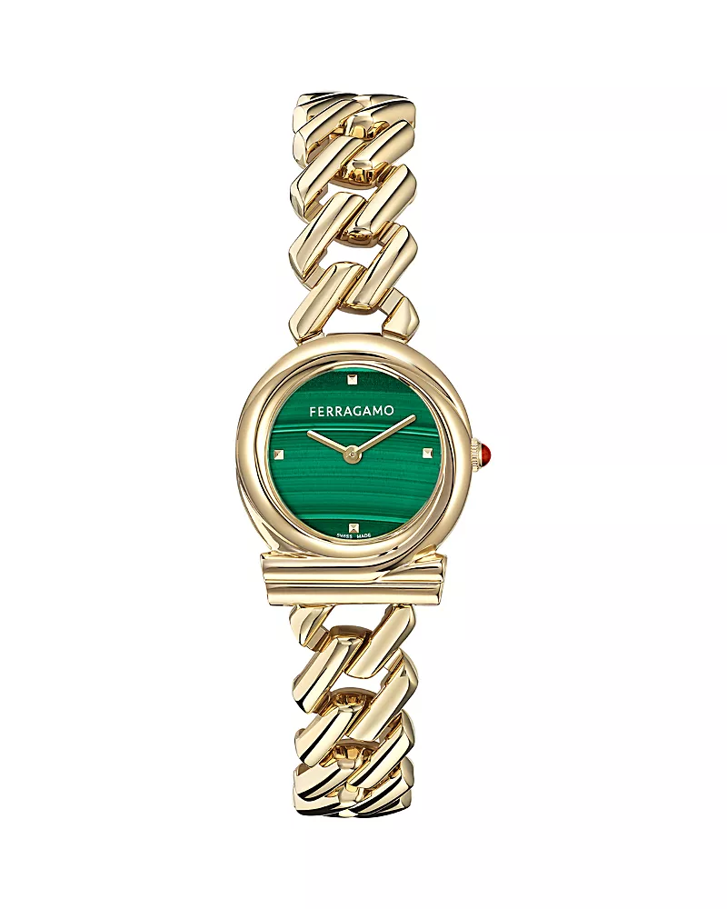 Ferragamo Gancini Twisted Chain Bracelet Watch, 28mm