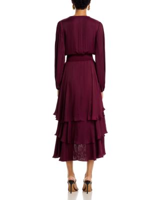 Bei Surplice Neck Asymmetric Midi Dress