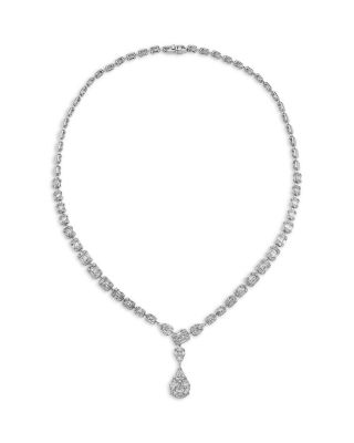 Illusion Set Diamond Drop Necklace  in 18K White Gold, 8.59 tcw - Exclusive
