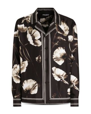 Long Sleeve Bordered Silk Shirt