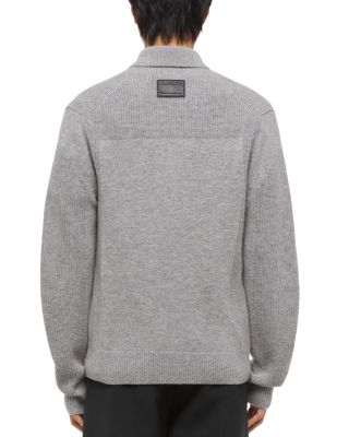 Relaxed Fit Block Knit Wool Polo Sweater  