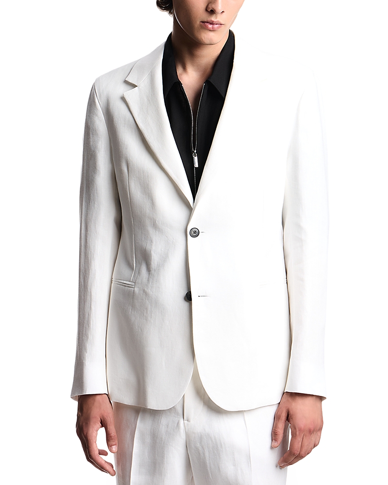 Emporio Armani Pure Linen Single Breasted Regular Fit Blazer In Multi