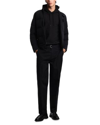 Allover Eagle Jacquard Motif Hooded Sweatshirt