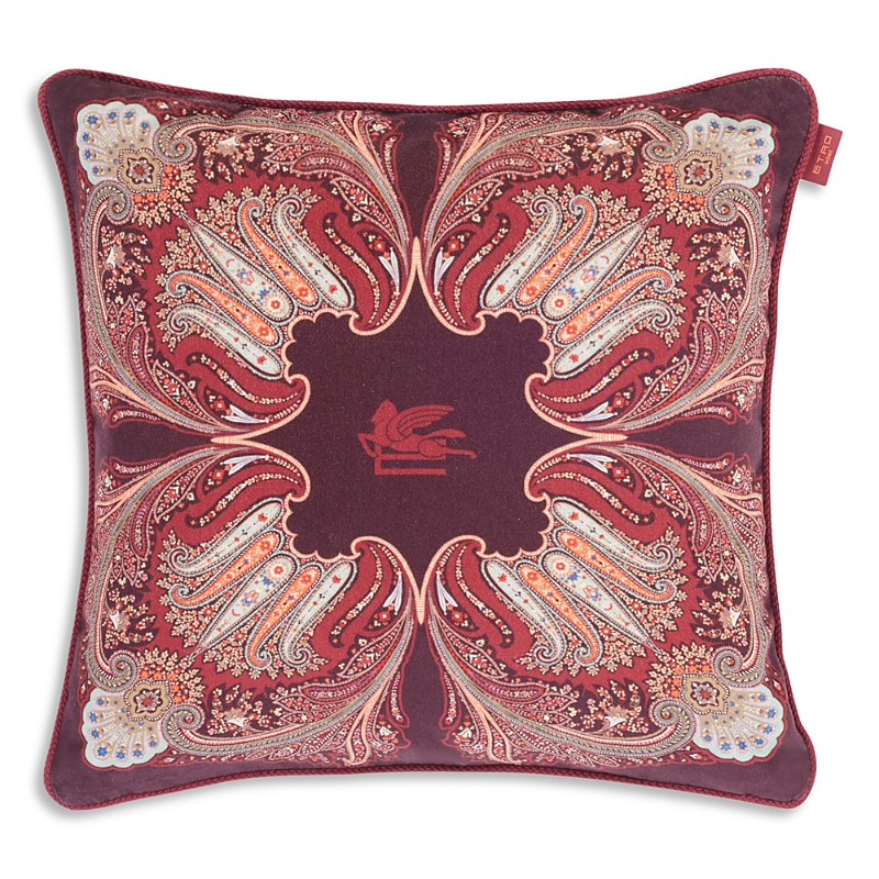 Etro Kiri Velvet Decorative Pillow, 18 X 18 In Burgundy