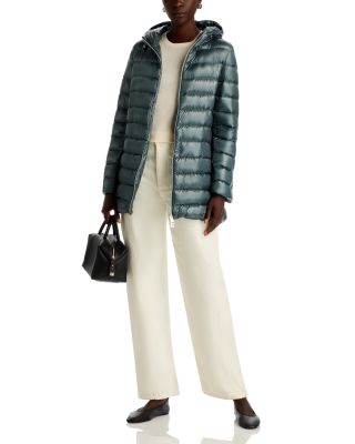 Quilted Hooded A Line Coat