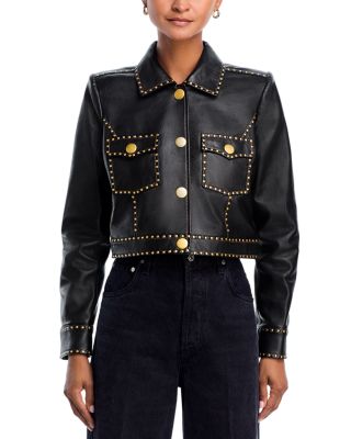 Winsome Leather Crop Studded Jacket