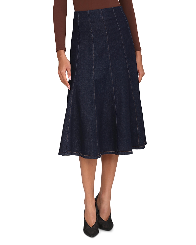 Bagatelle Denim A Line Midi Skirt In Blue