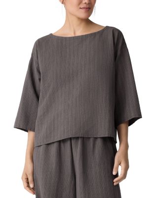 Bateau Neck Three-Quarter Length Top