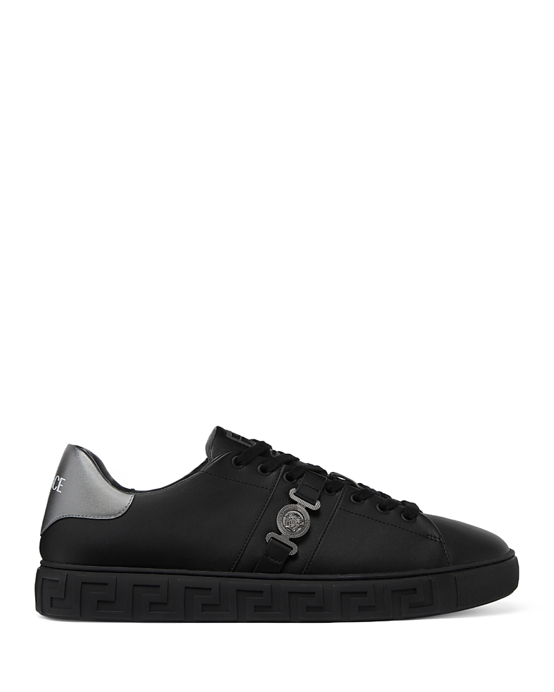 Versace Greca La Medusa-embellished Sneakers In Black