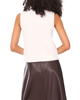 Sleeveless Button Up Crewneck Top