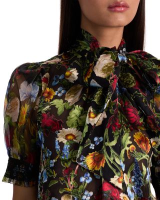 Brentley Tie Neck Puff Sleeve Blouse
