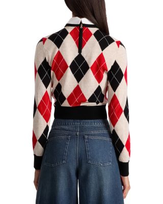 Carolann Collared Cropped Argyle Sweater