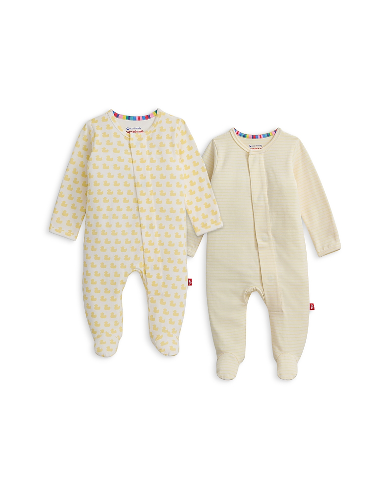 Magnetic Me Unisex Cotton Footie Two-pack Bundle - Baby In White