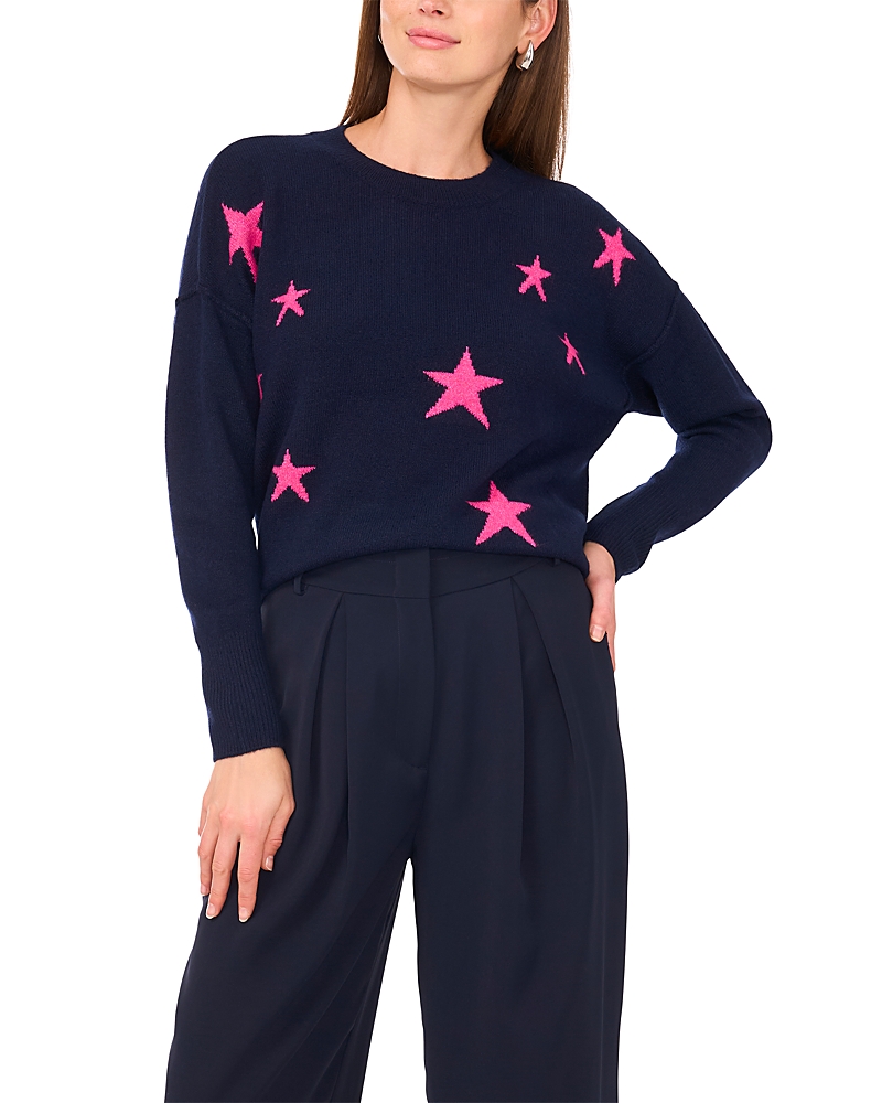 Vince Camuto Star Pattern Crewneck Sweater