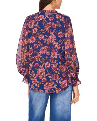 Split Neck Long Sleeve Blouse