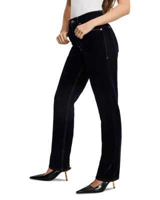 Good Icon Straight Velvet Denim Jeans in Indigo939