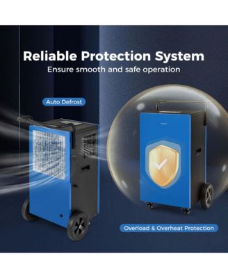  215 Pints Commercial Dehumidifier with Drain Hose 24H Timer Portable Handle