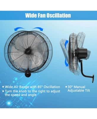 21" Wall Mount Meta Industrial Fan with 3 Speed Oscillating