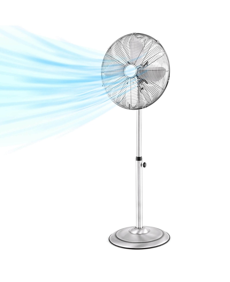 Costway 16 Standing Pedestal Fan With 3 Speed Settings Carrying Handle Aluminum Blades In Silver