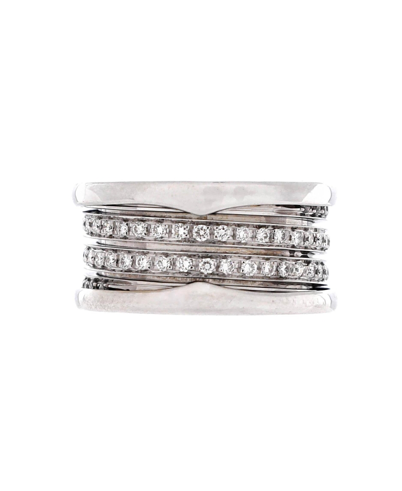 Pre-owned Pre-owned Bvlgari Bvlgari B. Zero1 Four Band Ring 18k White Gold And Pave Diamonds