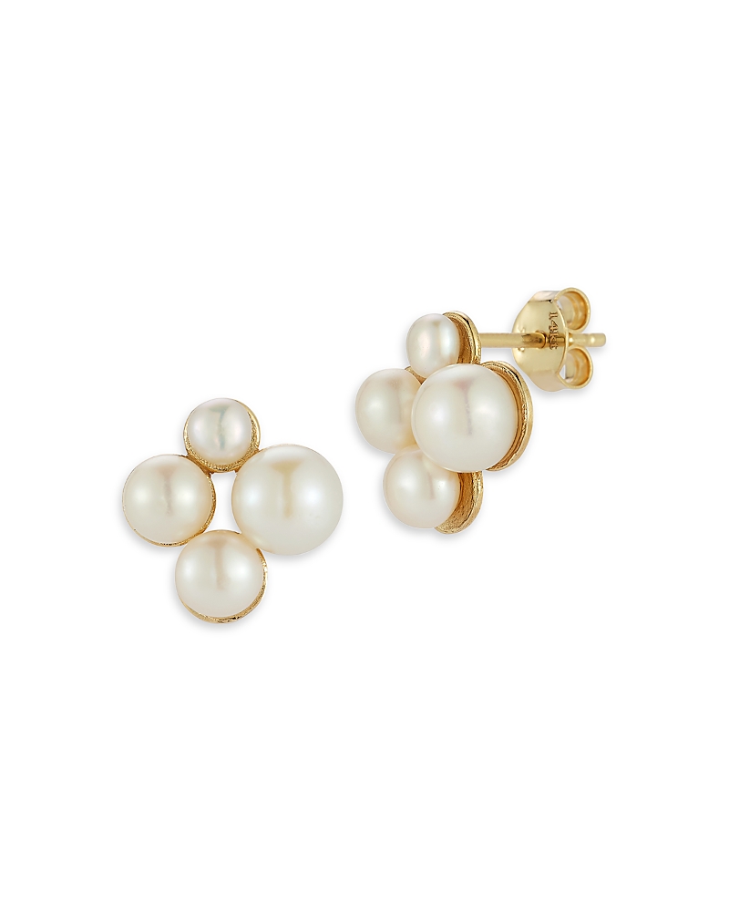 Moon & Meadow 14k Yellow Gold Cultured Freshwater Pearl Cluster Stud Earrings In Gold