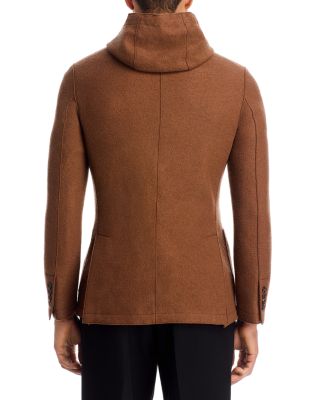 Boiled Wool Slim Fit Sport Coat with Removable Full Zip Hoodie