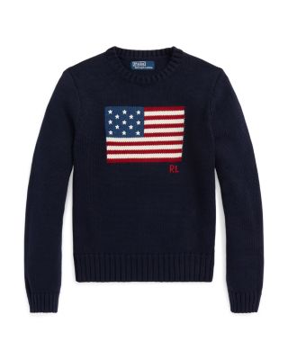 American Flag Cotton Crewneck Sweater