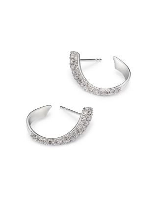 Diamond Spiral Hoop Earrings in 14K White Gold, 0.70 tcw